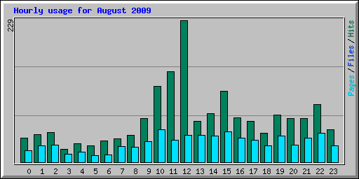 Hourly usage for August 2009