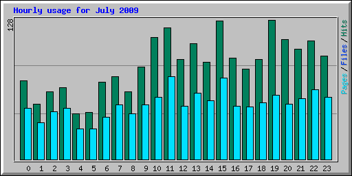 Hourly usage for July 2009